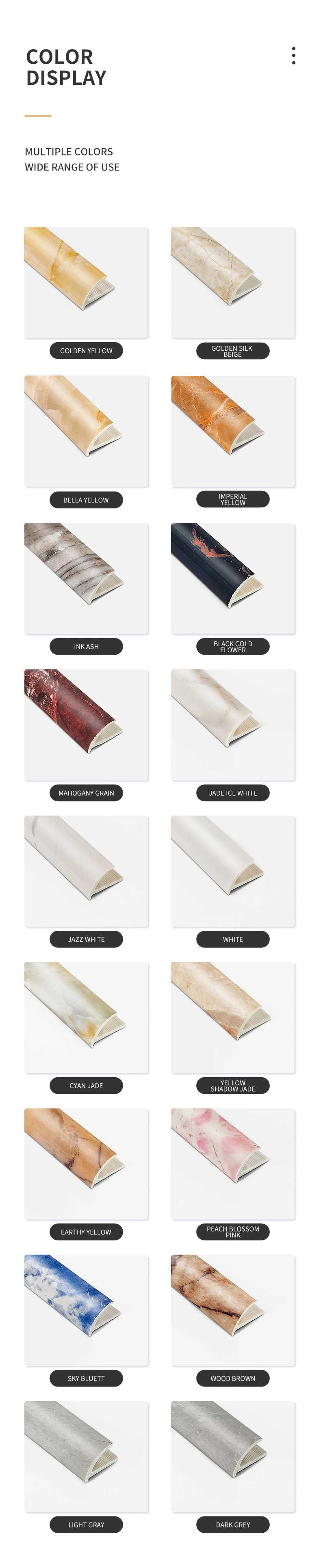 OEM ODM Decorative Material Profiles Wall Corner Round PVC Tile Trim